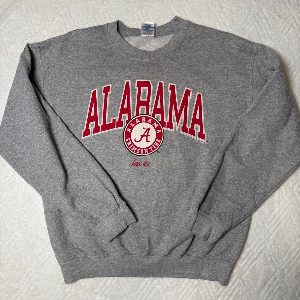 Collegiate Varsity Gildan Alabama Crimson Tide Crewneck Sweatshirt Gray M NCAA